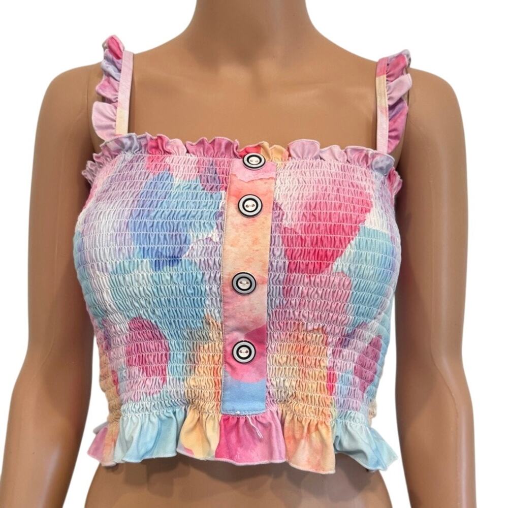 Rad Swim Betsy medium smocked ruffle tankini swim top SW2 2964